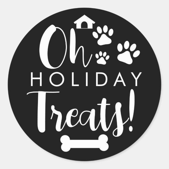 Doggy Christmas Present, pooch, Custom Dog Biscuit Classic Round Sticker (Front)