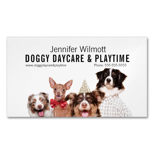 Doggy Daycare  Business Card Magnet (Front)