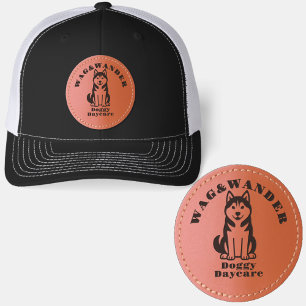 Doggy Daycare Dog Services - Husky Logo Leather Patch Hat