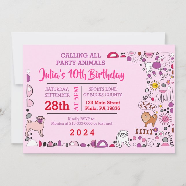 Doggy Dog Birthday Party Puppy Invitation (Front)