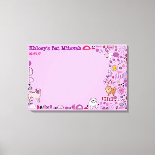 Doggy Dog Canvas Bat Mitzvah Sign-In Memory Board