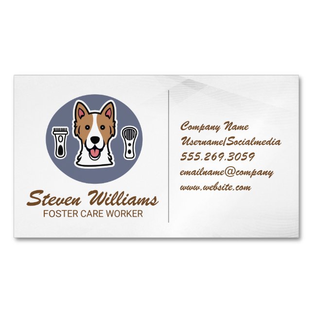 Doggy Groomer | Animals Services Business Card Magnet (Front)
