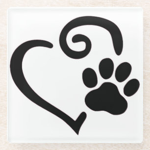 "DOGGY LOVE WITH PAW PRINT" COASTER