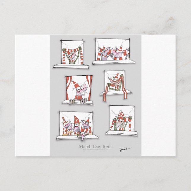 doggy match day reds postcard (Front)