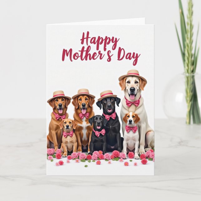 Doggy Mothers Day Floral Card (Front)