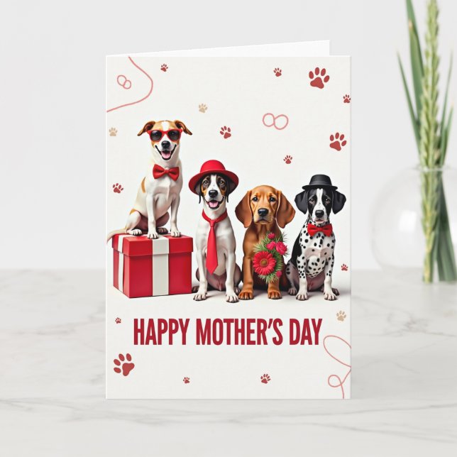 Doggy Mothers Day Illustration Card (Front)