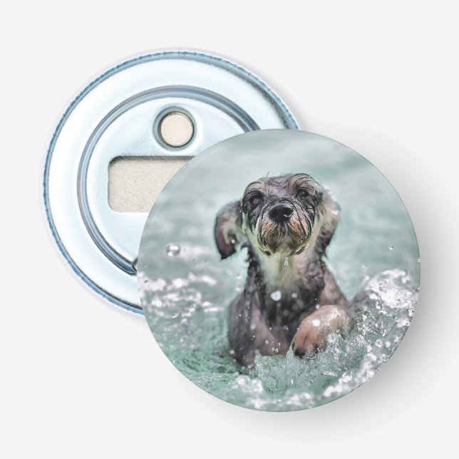 Doggy Paddle Cute Dog Swimming Bottle Opener (Front)