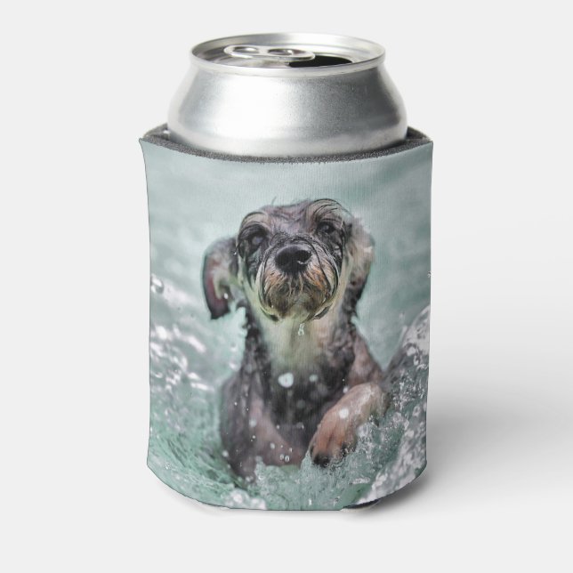 Doggy Paddle Cute Dog Swimming Can Cooler (Can Back)