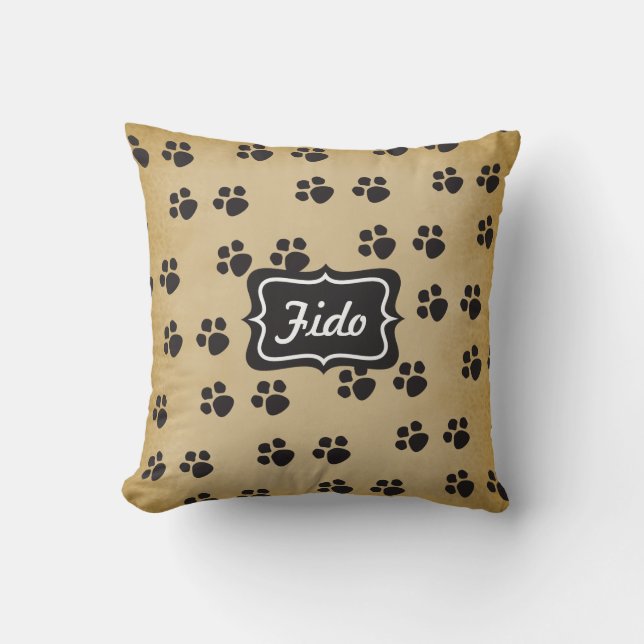 Doggy Paw Prints Throw Pillow (Front)