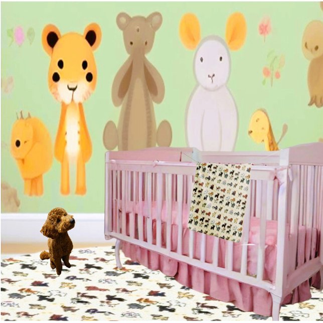 Doggy Puppy Abstract Art Rug (Matching baby blanket also available in store.)