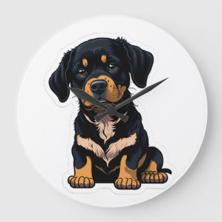 Doggy Rottweiler, cute puppy Large Clock