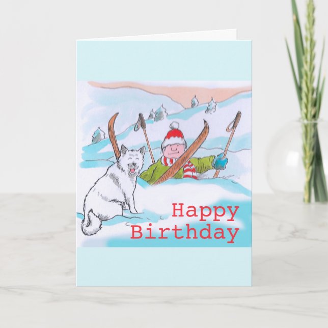 Doggy ski trip Birthday card (Front)