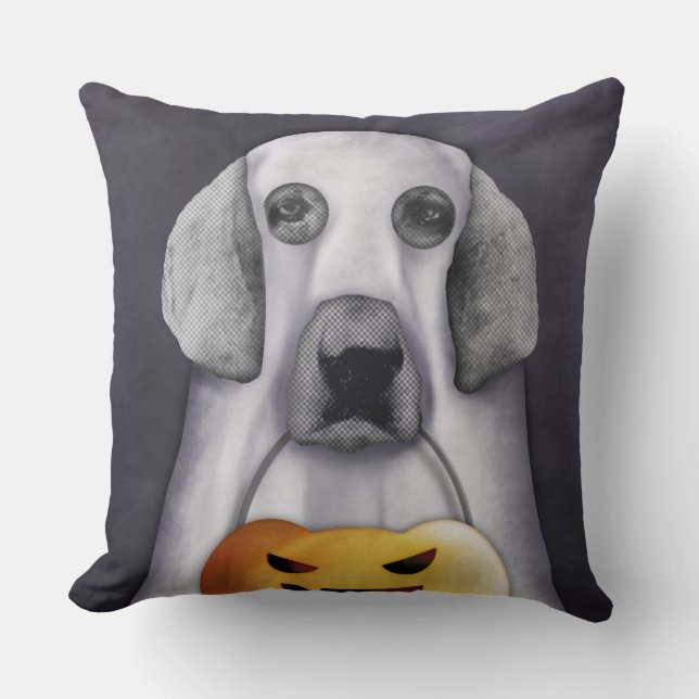 Doggy the Pooh becomes a ghost Throw Pillow (Front)