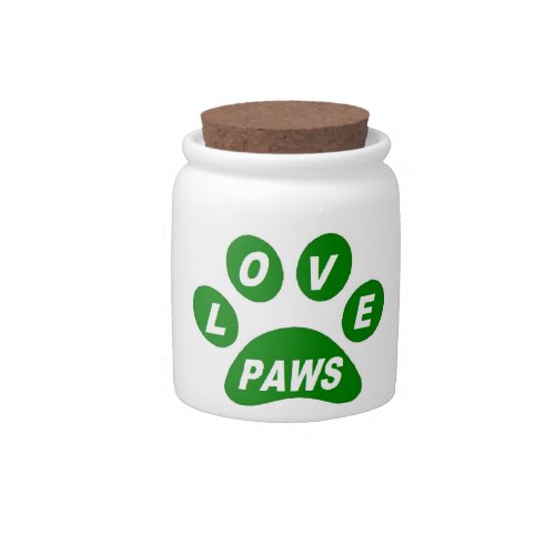 Doggy Treat Jar Love Paws on Paws Green