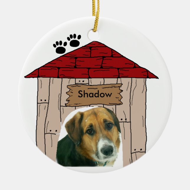 Doghouse Customized Dog Photo Keepsake Ceramic Ornament (Front)