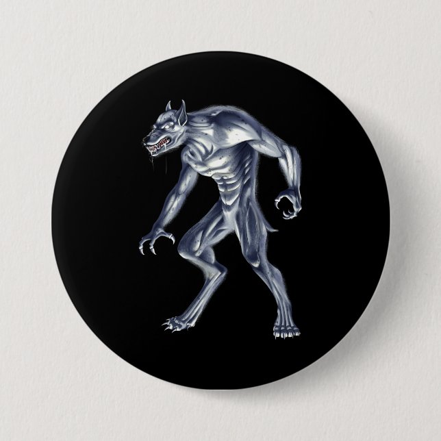 Dogman Cryptid Beast Button (Front)
