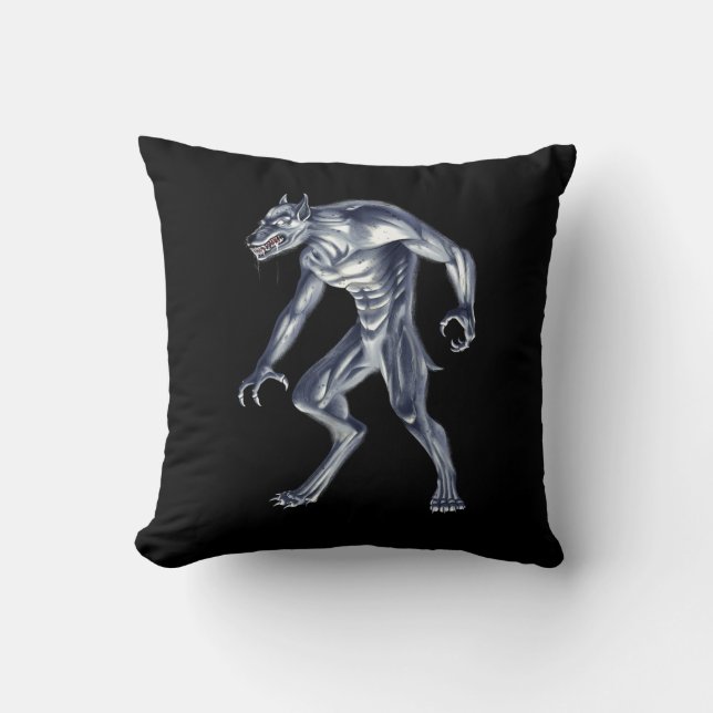Dogman Cryptid Beast Throw Pillow (Front)