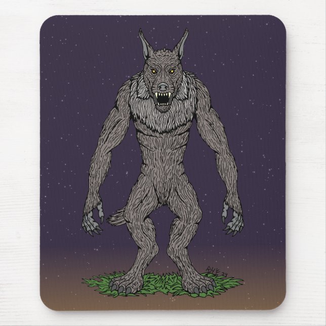 Dogman Cryptid or Werewolf Mouse Pad (Front)