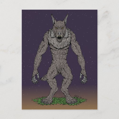 Dogman Cryptid or Werewolf Postcard