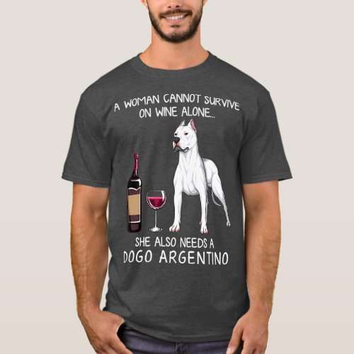 Dogo Argentino and wine Funny dog  T_Shirt