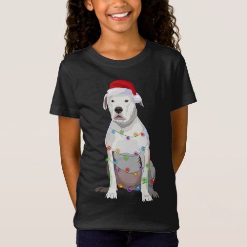 Dogo Argentino Christmas Lights Xmas Dog Lover T_Shirt