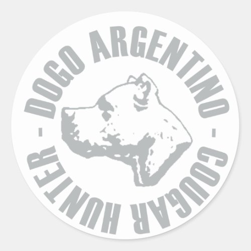 DOGO ARGENTINO COUGAR HUNTER CLASSIC ROUND STICKER