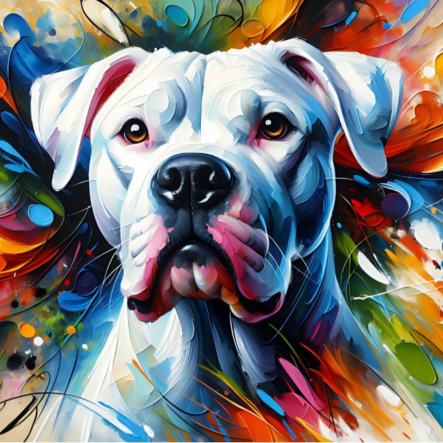Dogo Argentino Dog Acrylic Print | Colorful Jigsaw Puzzle (Creator Uploaded)