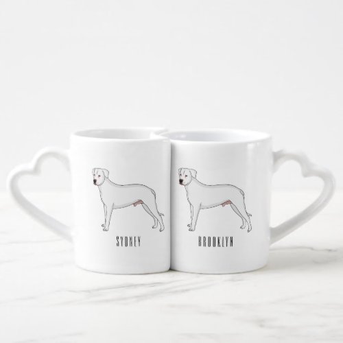 Dogo argentino dog cartoon illustration coffee mug set