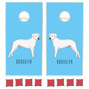 Dogo argentino dog cartoon illustration  cornhole set