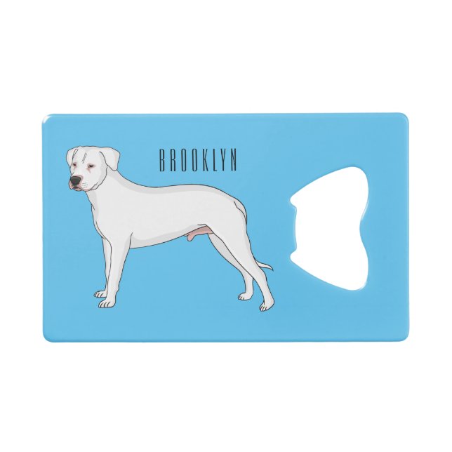 Dogo argentino dog cartoon illustration credit card bottle opener (Front (Horizontal))