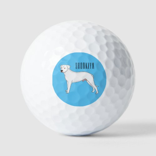 Dogo argentino dog cartoon illustration golf balls