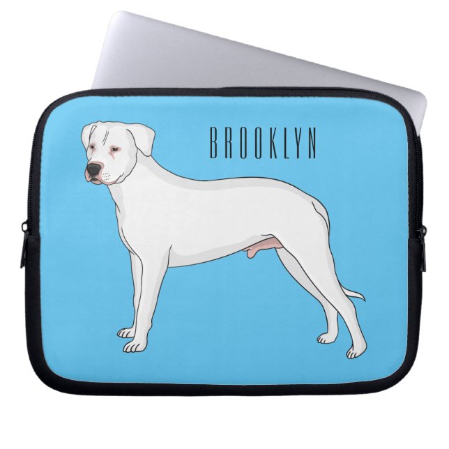 Dogo argentino dog cartoon illustration laptop sleeve (Front)