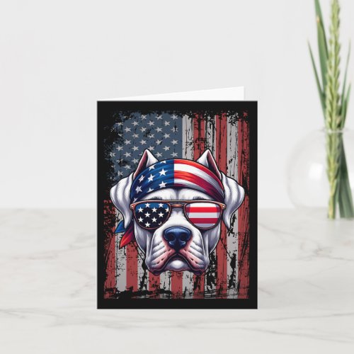 Dogo Argentino Dog Lover Us Flag Independence Day  Card