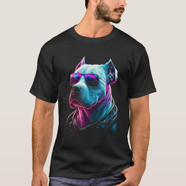 Dogo Argentino Dog owner Vaporwave Notorious DJ T-Shirt (Front)