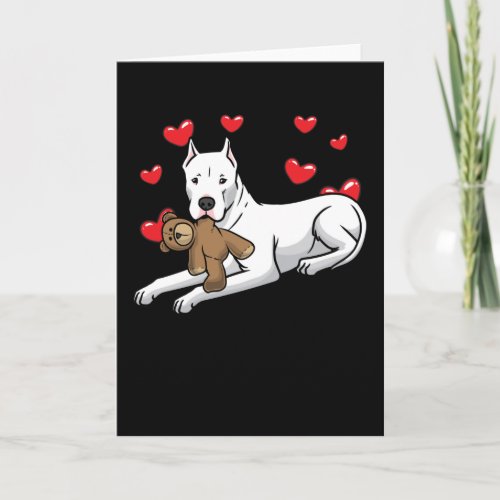 Dogo Argentino Dog With Stuffed Animal And Hearts Card