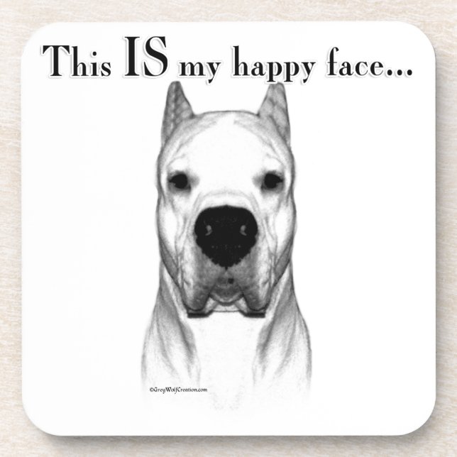 Dogo Argentino Happy Face Drink Coaster (Front)