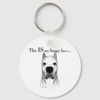 Dogo Argentino Happy Face Keychain