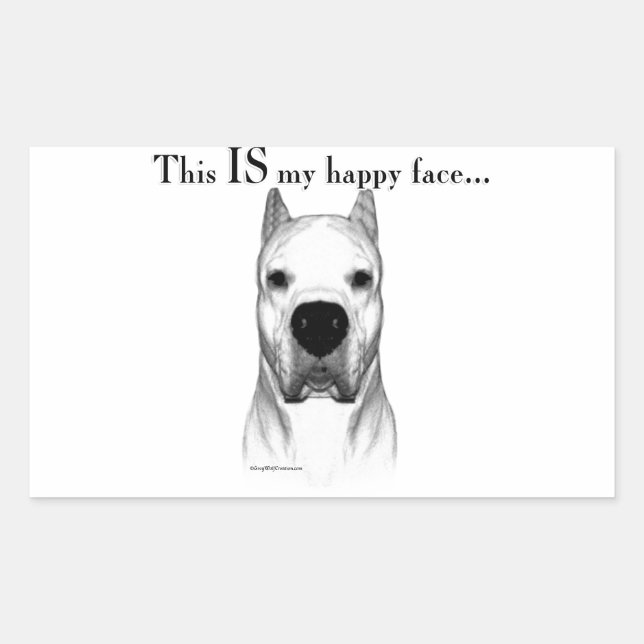 Dogo Argentino Happy Face Rectangular Sticker (Front)