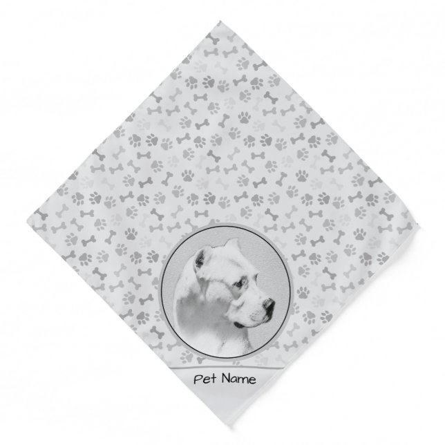 Dogo Argentino Painting Mastiff Original Dog Art Bandana (Front)