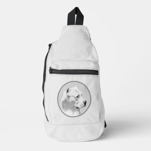 Dogo Argentino Painting Mastiff Original Dog Art Sling Bag (Front)