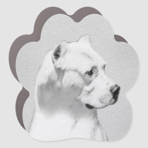 Dogo Argentino Painting - Original Dog Art Car Magnet
