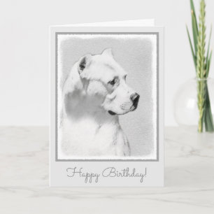 Dogo Argentino Painting - Original Dog Art Card