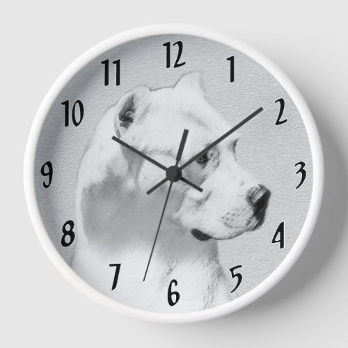 Dogo Argentino Painting _ Original Dog Art Clock