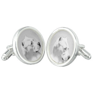 Dogo Argentino Painting - Original Dog Art Cufflinks