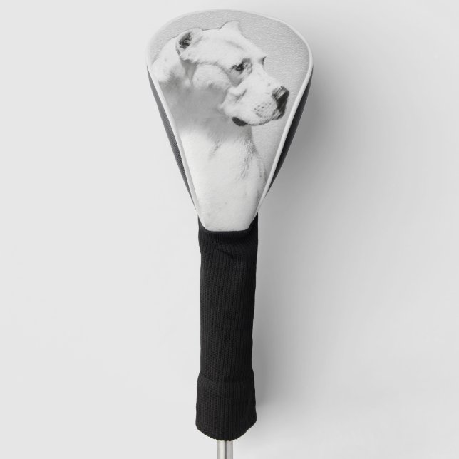Dogo Argentino Painting - Original Dog Art Golf Head Cover (Front)