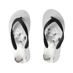 Dogo Argentino Painting - Original Dog Art Kid's Flip Flops