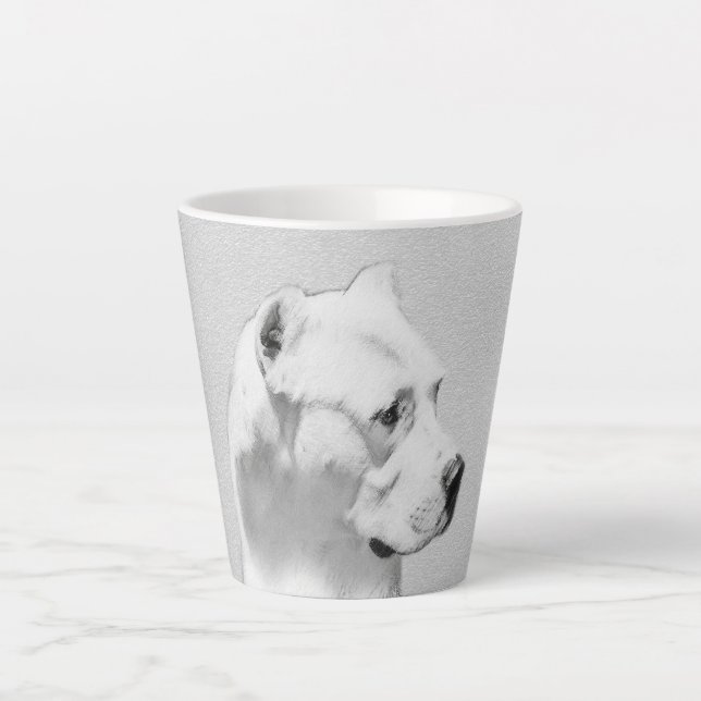 Dogo Argentino Painting - Original Dog Art Latte Mug (Front)