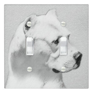 Dogo Argentino Painting - Original Dog Art Light Switch Cover