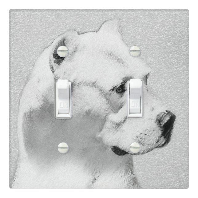 Dogo Argentino Painting - Original Dog Art Light Switch Cover (In Situ)