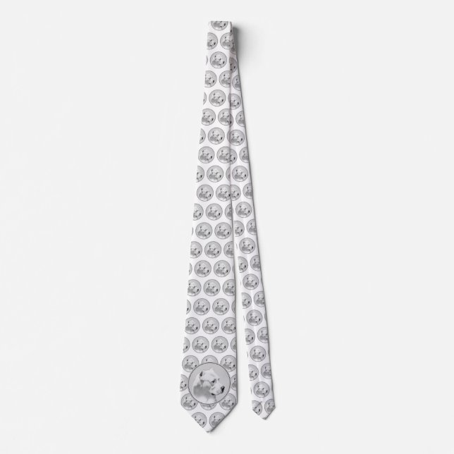 Dogo Argentino Painting - Original Dog Art Neck Tie (Front)